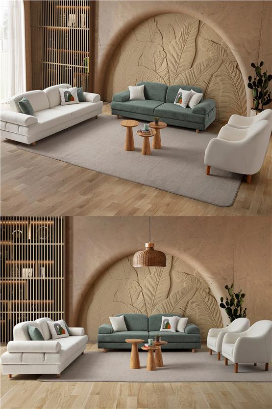 Eymense Aries Yataklı Sandıklı Koltuk Takımı 3+3+1+1 Yeşil