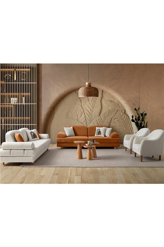 Eymense Aries Yataklı Sandıklı Koltuk Takımı 3+3+1+1 Turuncu
