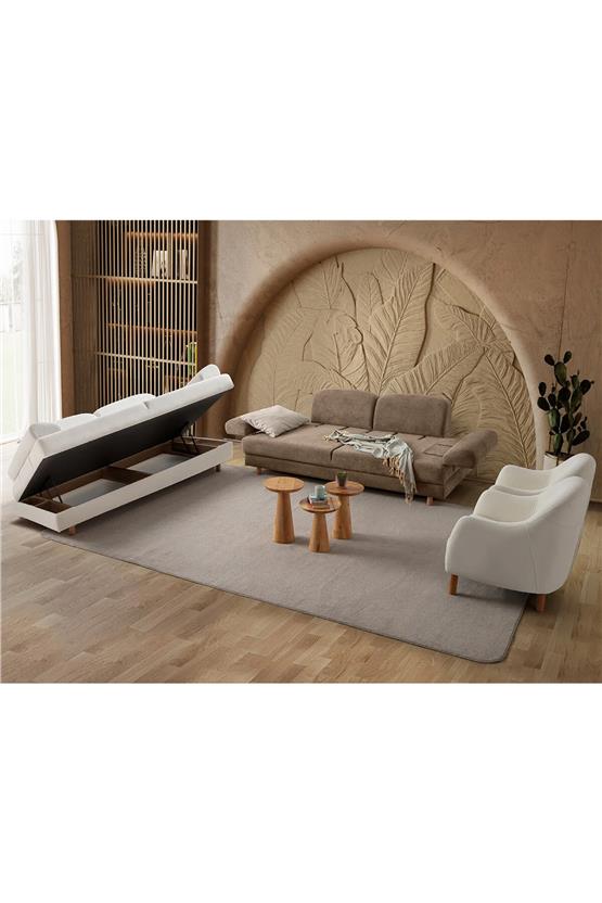 Eymense Aries Yataklı Sandıklı Koltuk Takımı 3+3+1+1 Kahverengi