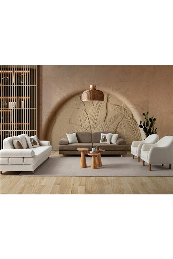 Eymense Aries Yataklı Sandıklı Koltuk Takımı 3+3+1+1 Kahverengi