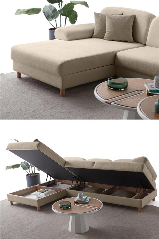 Eymense Aries Yataklı Sandıklı Köşe Takımı Sütlü Kahve Sol Köşe