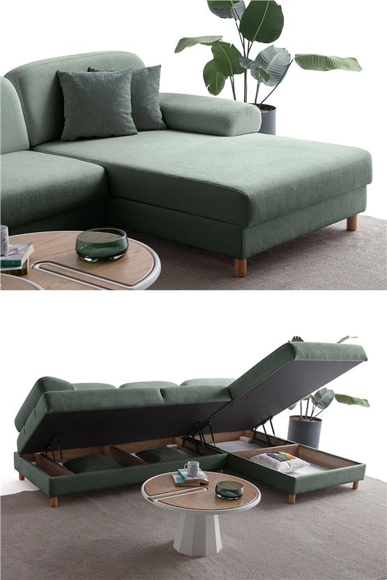 Eymense Aries Yataklı Sandıklı Köşe Takımı Yeşil Sağ Köşe