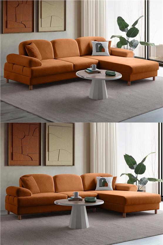 Eymense Aries Yataklı Sandıklı Köşe Takımı Turuncu Sağ Köşe