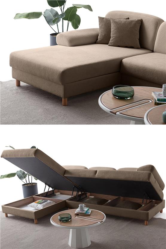 Eymense Aries Yataklı Sandıklı Köşe Takımı Kahverengi Sol Köşe