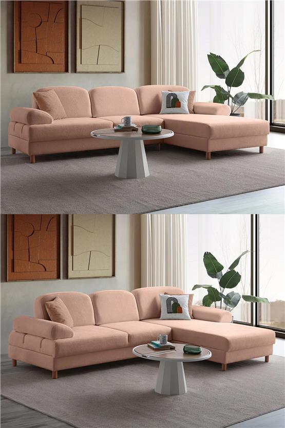 Eymense Aries Yataklı Sandıklı Köşe Takımı Pembe Sağ Köşe