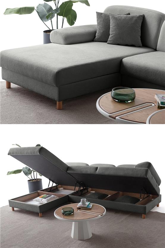 Eymense Aries Yataklı Sandıklı Köşe Takımı Antrasit Sol Köşe