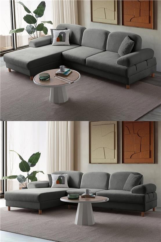 Eymense Aries Yataklı Sandıklı Köşe Takımı Antrasit Sol Köşe