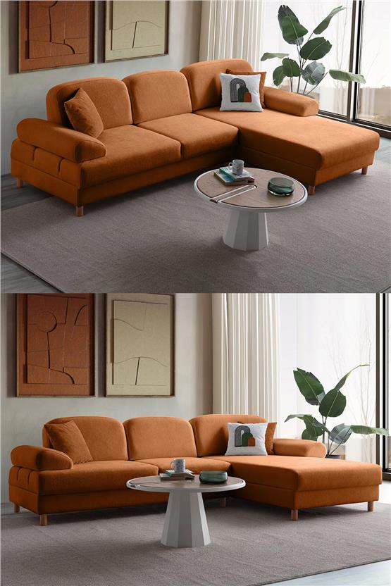 Eymense Aries Yataklı Sandıklı Köşe Takımı Turuncu Sağ Köşe