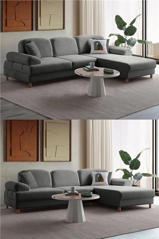 Eymense Aries Yataklı Sandıklı Köşe Takımı Antrasit Sağ Köşe