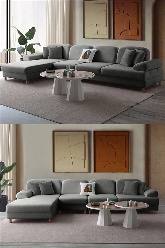 Eymense Aries Yataklı Sandıklı Piyonlu Köşe Takımı Antrasit Sol Köşe