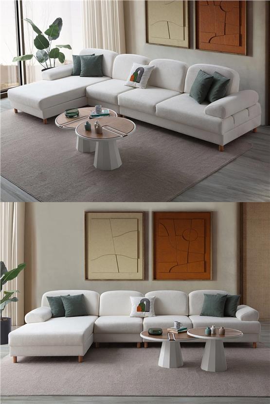 Eymense Aries Yataklı Sandıklı Piyonlu Köşe Takımı Beyaz Sol Köşe