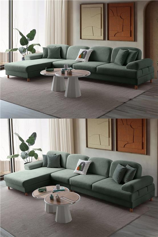 Eymense Aries Yataklı Sandıklı Piyonlu Köşe Takımı Yeşil Sol Köşe