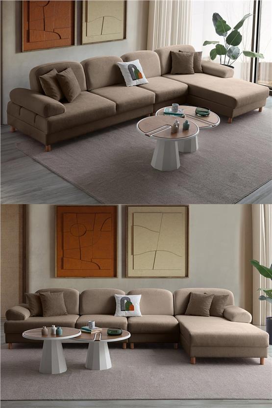 Eymense Aries Yataklı Sandıklı Piyonlu Köşe Takımı Kahverengi Sağ Köşe