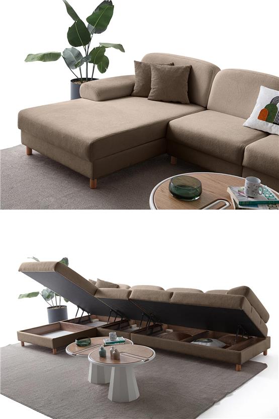 Eymense Aries Yataklı Sandıklı Piyonlu Köşe Takımı Kahverengi Sol Köşe