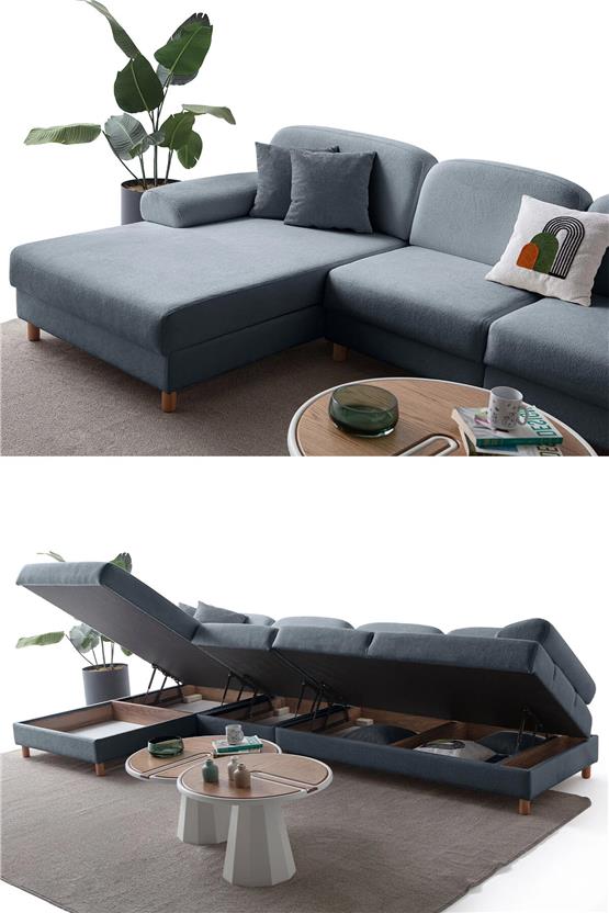 Eymense Aries Yataklı Sandıklı Piyonlu Köşe Takımı Mavi Sol Köşe