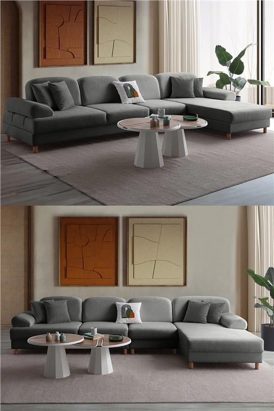 Eymense Aries Yataklı Sandıklı Piyonlu Köşe Takımı Antrasit Sağ Köşe