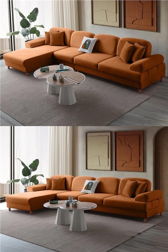 Eymense Aries Yataklı Sandıklı Piyonlu Köşe Takımı Turuncu Sol Köşe