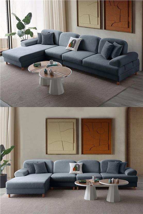 Eymense Aries Yataklı Sandıklı Piyonlu Köşe Takımı Mavi Sol Köşe