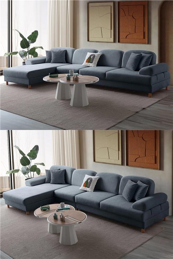 Eymense Aries Yataklı Sandıklı Piyonlu Köşe Takımı Mavi Sol Köşe