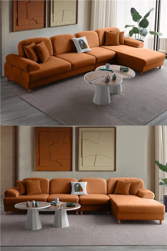 Eymense Aries Yataklı Sandıklı Piyonlu Köşe Takımı Turuncu Sağ Köşe