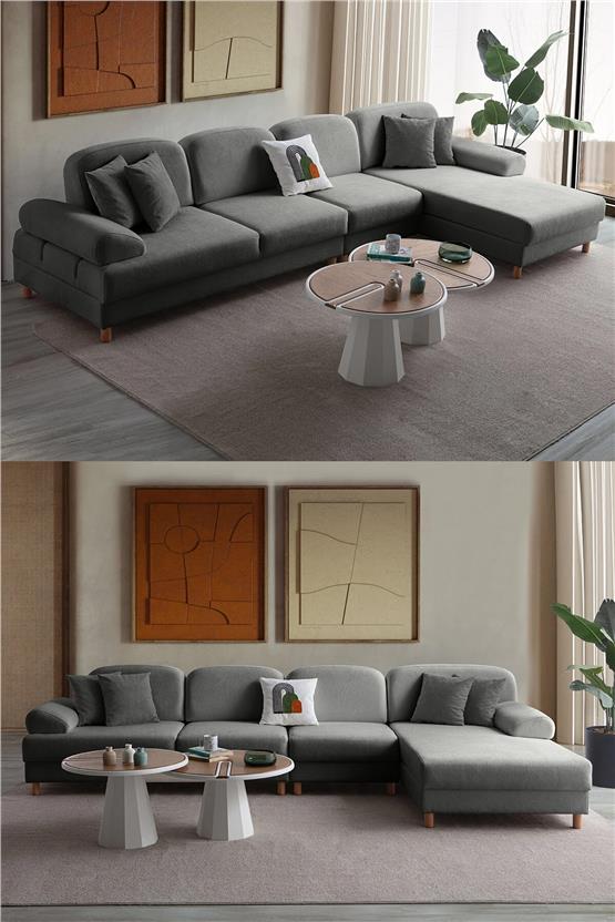 Eymense Aries Yataklı Sandıklı Piyonlu Köşe Takımı Antrasit Sağ Köşe