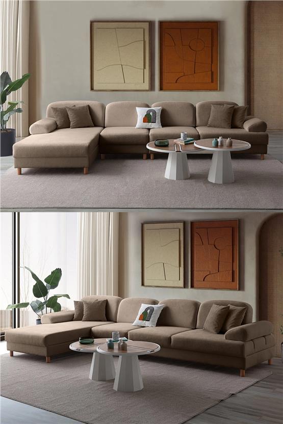 Eymense Aries Yataklı Sandıklı Piyonlu Köşe Takımı Kahverengi Sol Köşe