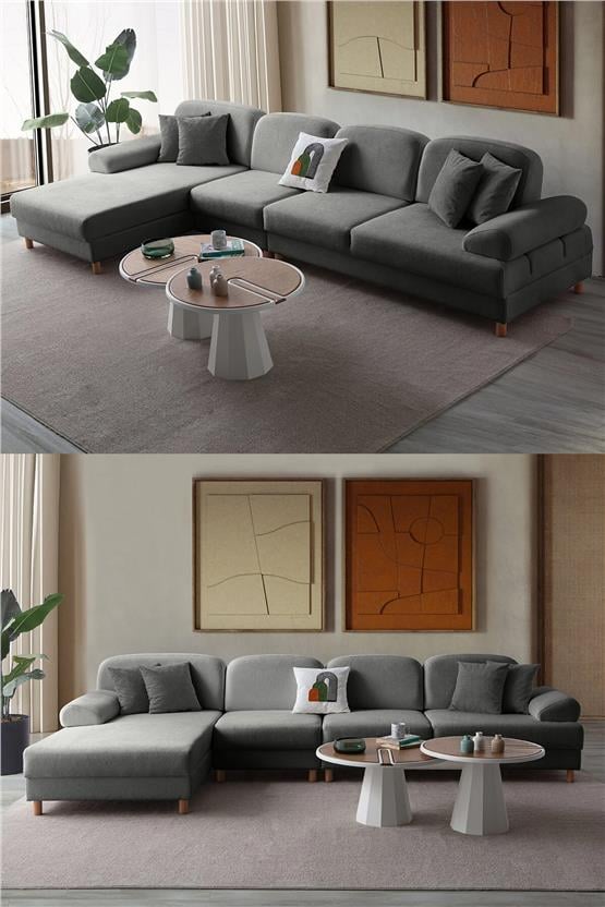 Eymense Aries Yataklı Sandıklı Piyonlu Köşe Takımı Antrasit Sol Köşe