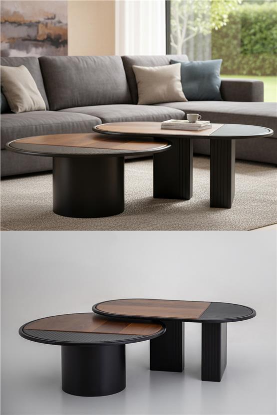 Eymense Asus İkili Orta Sehpa Seti Ceviz