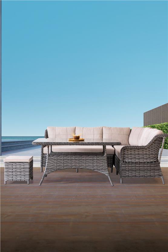 Eymense Avanos Alüminyum Bahçe Grubu Köşe Takımı Krem