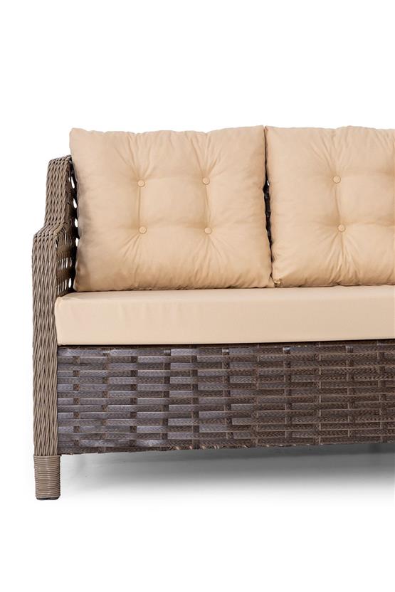 Eymense Avanos Alüminyum Bahçe Oturma Grubu Kahve 3+1+1+Sehpa+2 Puf Kahve