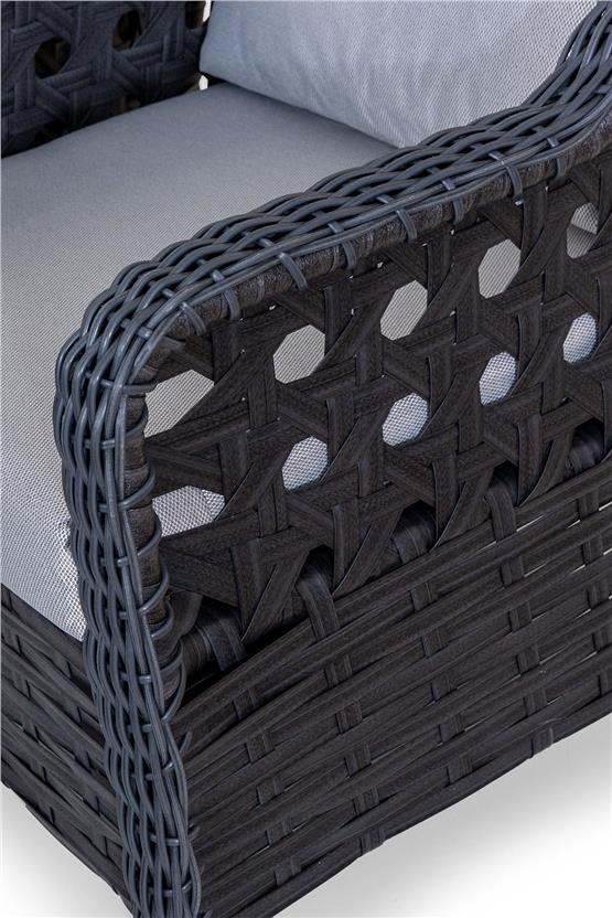 Eymense Avanos Alüminyum Bahçe Oturma Grubu Antrasit 3+1+1+Sehpa+2 Puf