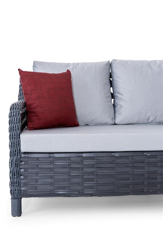 Eymense Avanos Alüminyum Bahçe Oturma Grubu Antrasit 3+1+1+Sehpa+2 Puf