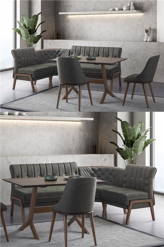 Eymense Azra Sandıklı Mutfak Köşe Oturma Masa Takımı Yeşil