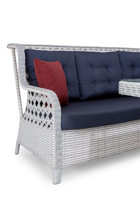 Eymense Belen Alüminyum Bahçe Oturma Grubu Açık Gri 3+1+1+Sehpa+ 2 Puf