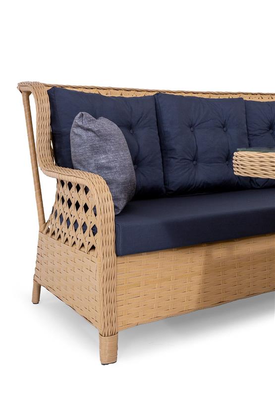 Eymense Belen Alüminyum Bahçe Oturma Grubu Sütlü Kahve 3+1+1+Sehpa+ 2 Puf