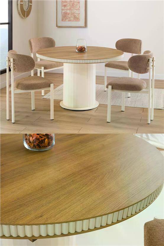 Eymense Beste 4 Sandalyeli Açılır Mutfak Masa Takımı Kahverengi