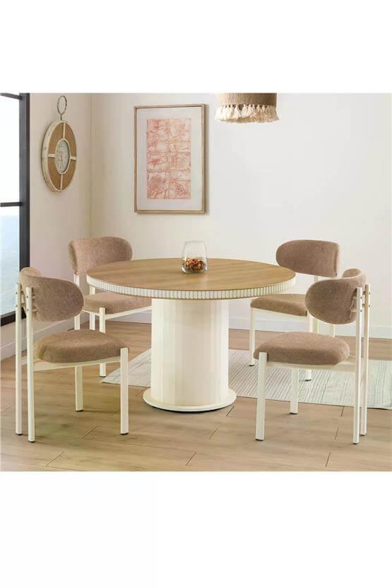 Eymense Beste 4 Sandalyeli Açılır Mutfak Masa Takımı Kahverengi