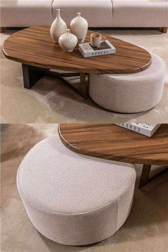 Eymense Capella Ceviz Puflu Orta Sehpa Ceviz