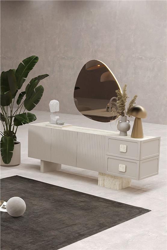 Eymense Casello Konsol + Ayna Açık Gri