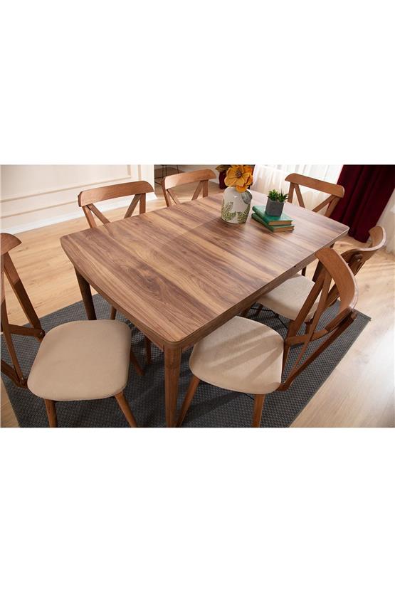 Eymense Cenova 6 Sandalyeli Mutfak Masa Takımı Ceviz