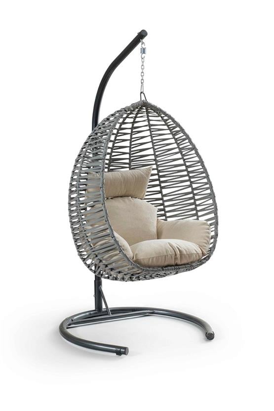 Eymense Class Rattan Salıncak Gri Krem