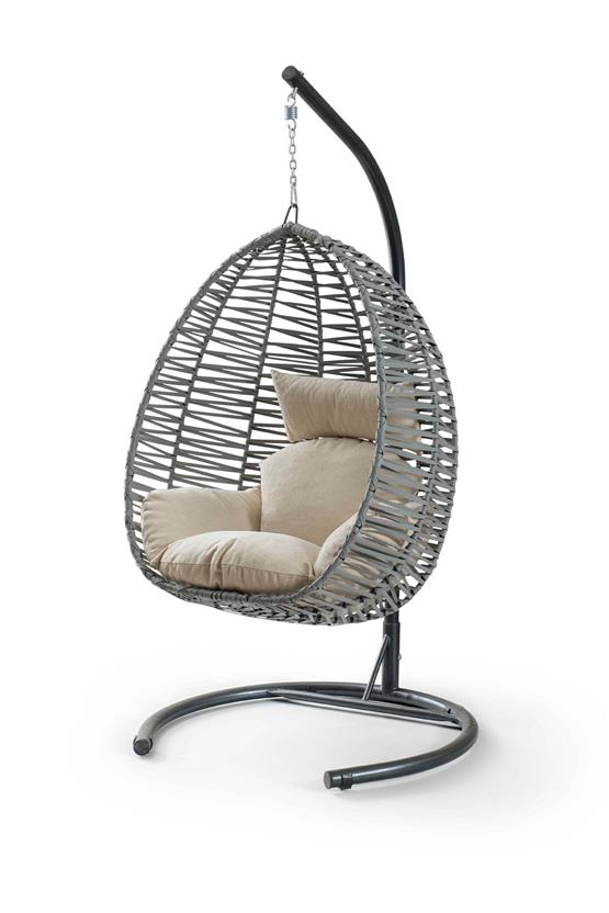 Eymense Class Rattan Salıncak Gri Krem