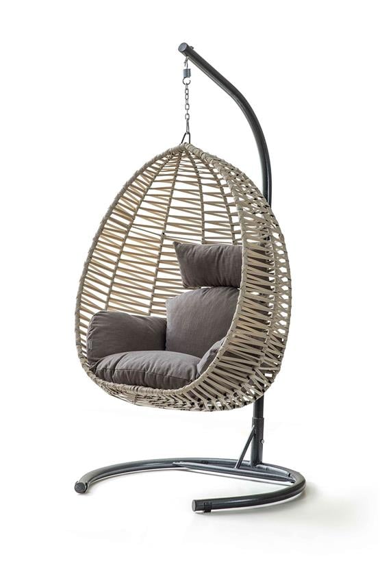 Eymense Class Rattan Salıncak Krem Gri Oturum