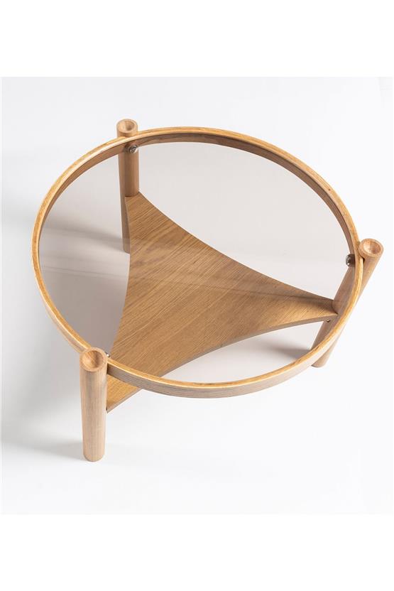 Eymense Clover Meşe Yan Sehpalı İkili Orta Sehpa Meşe