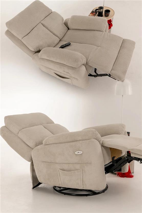 Eymense Comfera Masajlı Elektrikli Tv Baba Koltuğu Sallanır Krem