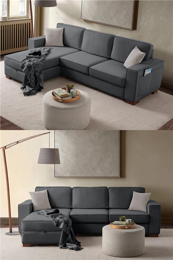 Eymense Corner Köşe Koltuk Takımı Sandıklı Antrasit