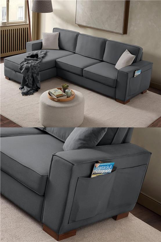 Eymense Corner Köşe Koltuk Takımı Sandıklı Antrasit