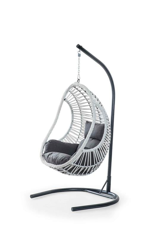 Eymense Cosmo Rattan Salıncak Beyaz Gri Oturum Antrasit