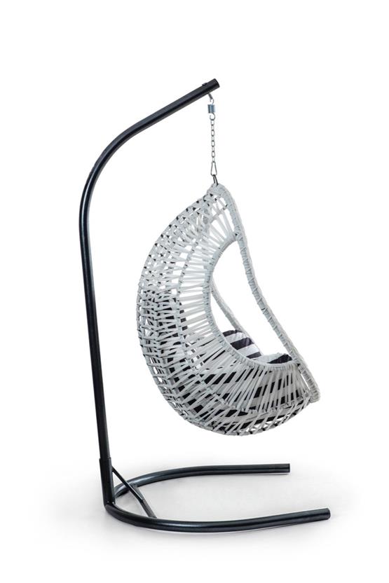 Eymense Cosmo Rattan Salıncak Beyaz Zebra Oturum Gri