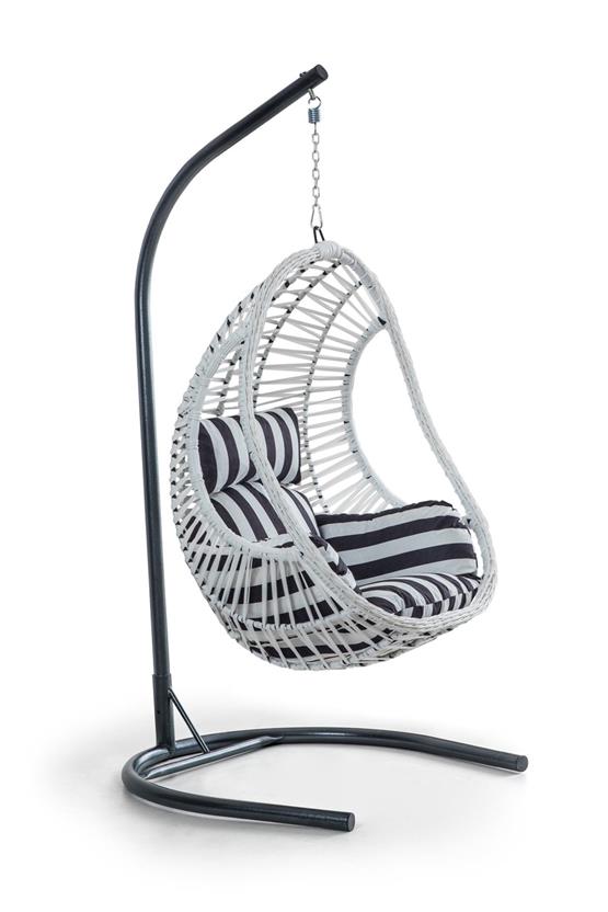 Eymense Cosmo Rattan Salıncak Beyaz Zebra Oturum Gri
